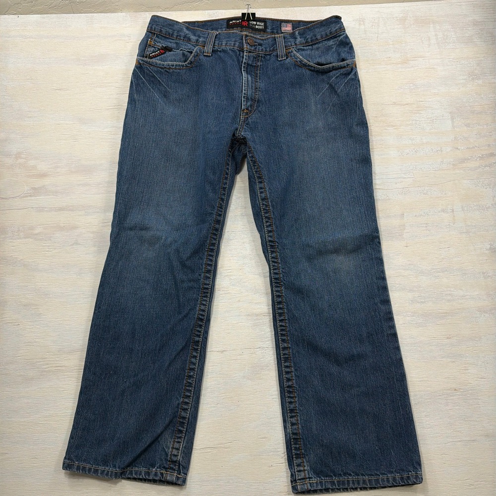 Ariat Jeans FR M4 Low Rise Boot 35x30 Flame Resistant Work Denim Blue Mens